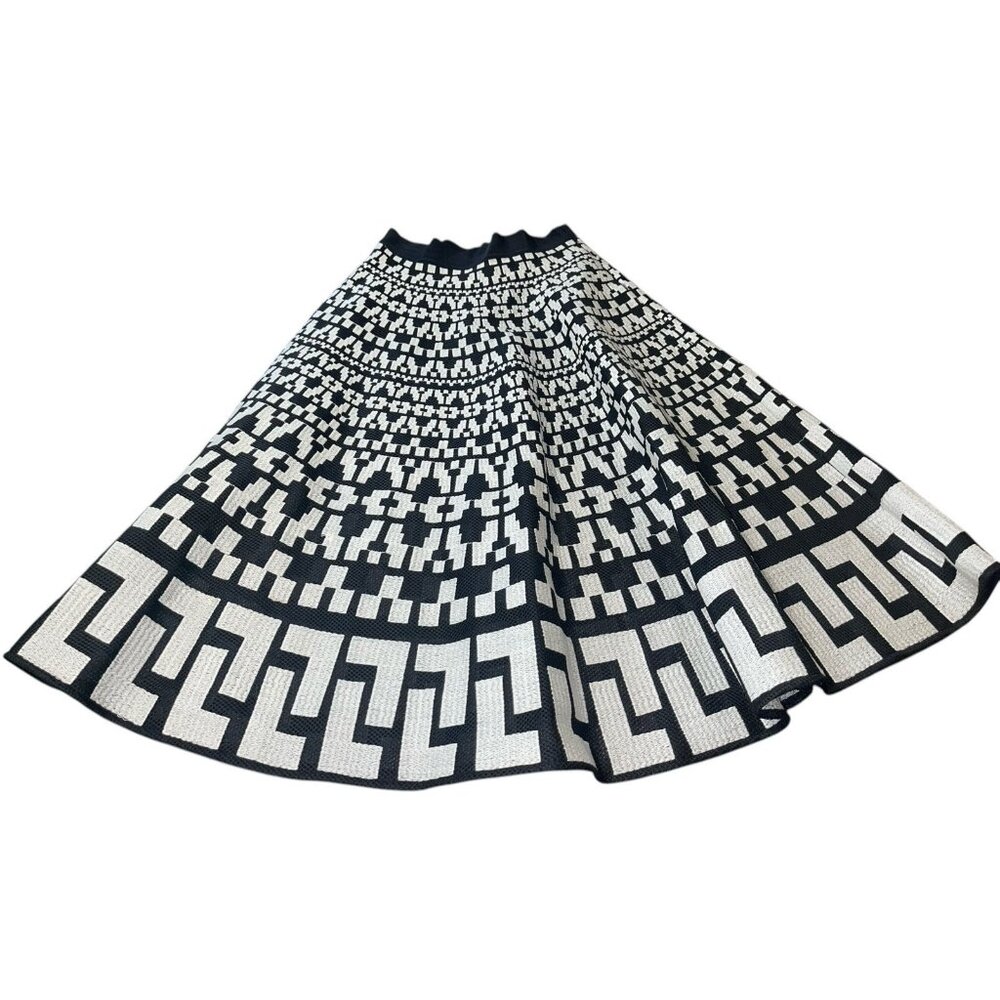 DKNY Women's Size 2 Textured Black Off White Maxi Skirt READ DESCRIPTION